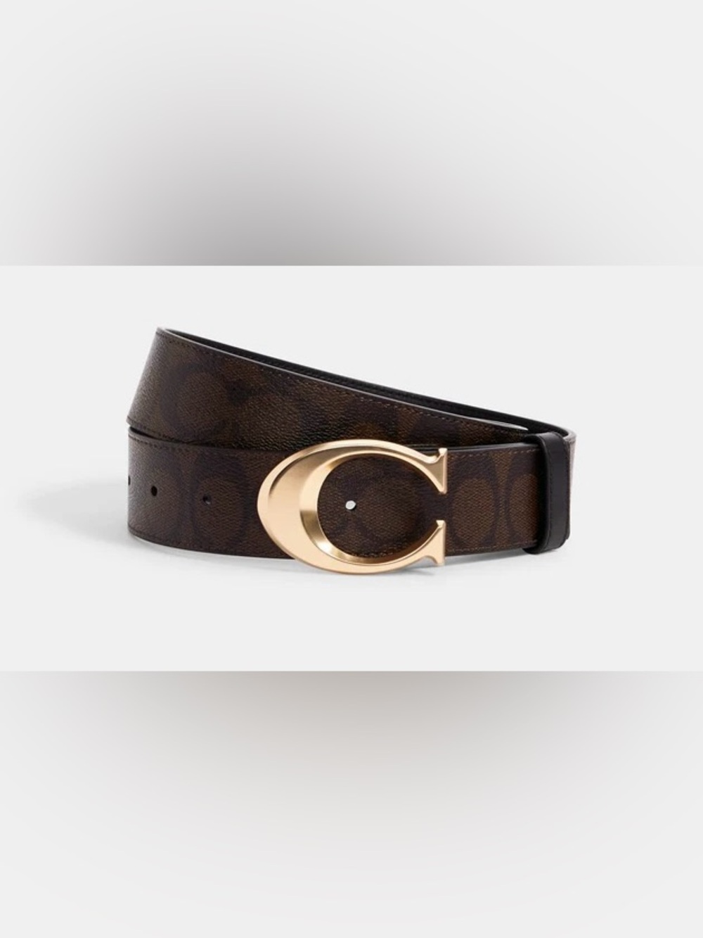 Coach leather signature buckle belt brown XL 44”